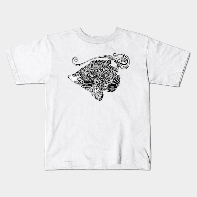 fish ornamental with white background Kids T-Shirt by lisenok